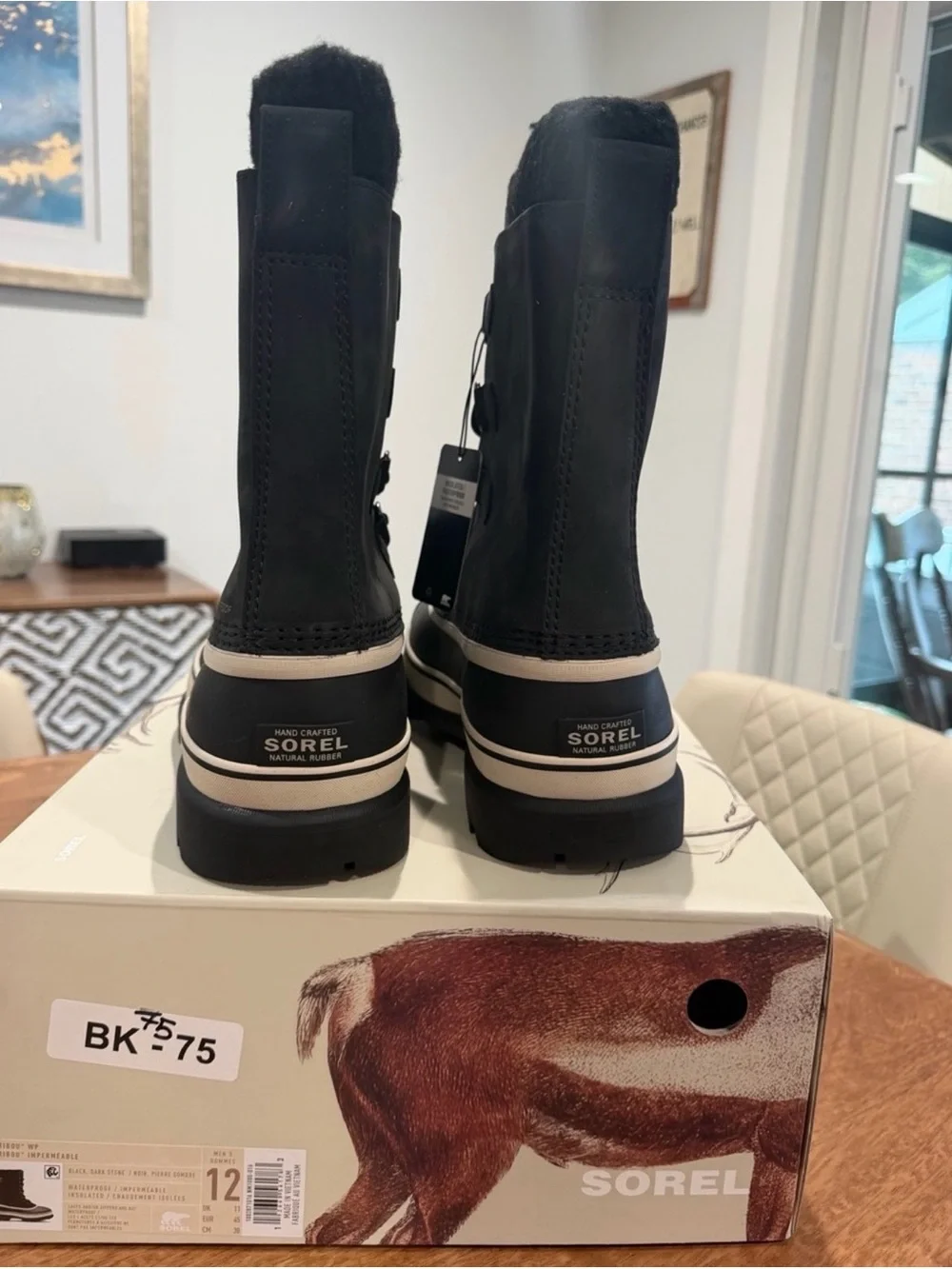 Sorel Caribou WP Black and Cream Snow & Rain Lace-Up Boots Size 10M/11.5W BNIB